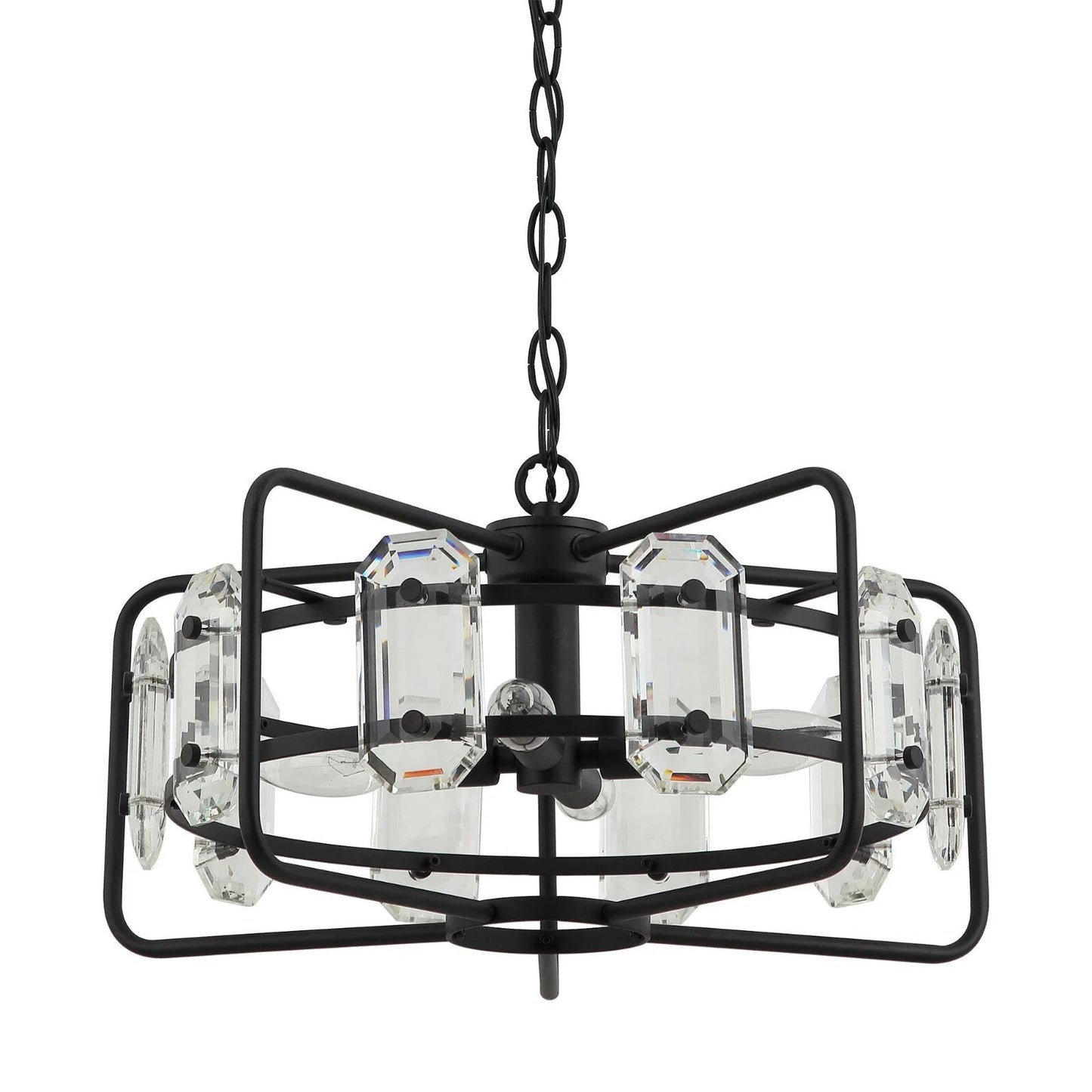4-Light Black Modern Crystal Pendant Light