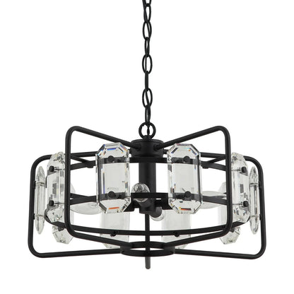 4-Light Black Modern Crystal Pendant Light