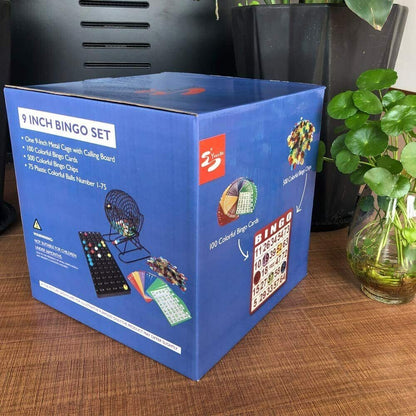 9" Deluxe Bingo Cage Game Set - 9 Inch Metal Cage with Plastic 75 Bingo