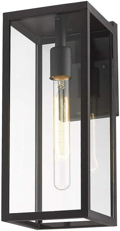 Outdoor Wall Lantern 15" 1 Light Exterior Wall Sconce Light Fixtures Clear Glass