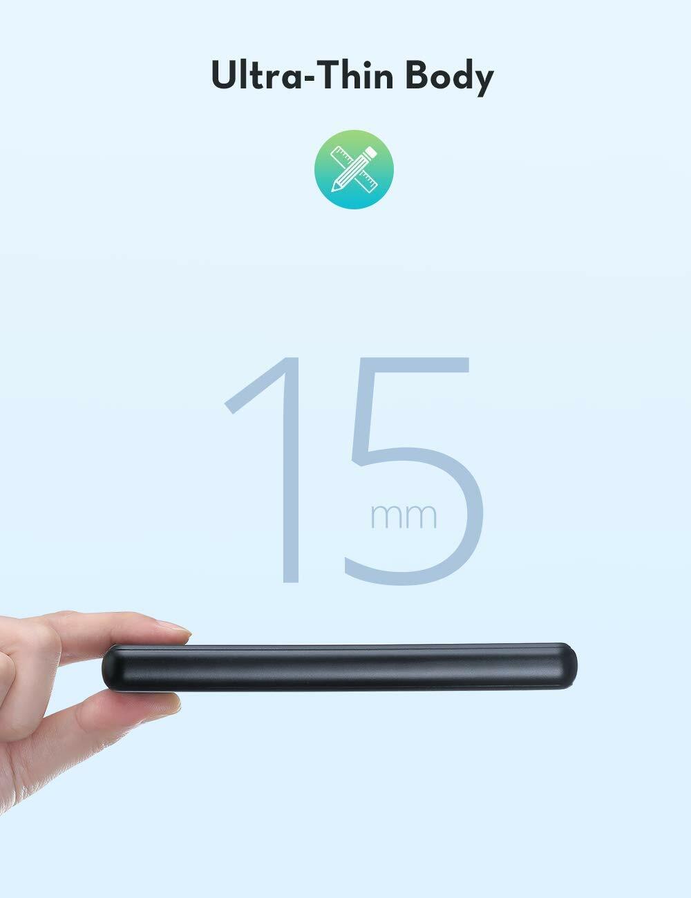 RAVPower 10000mAh Power Bank Ultra Slim External Battery Pack 3.4A iSmart Output