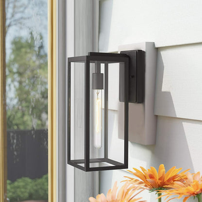 Outdoor Wall Lantern 15" 1 Light Exterior Wall Sconce Light Fixtures Clear Glass