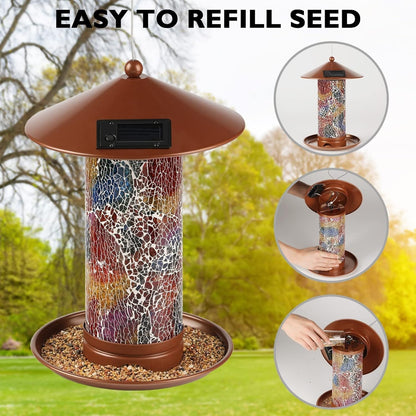 Lagute Birdland Wild Bird Feeder for Garden Yard Outdoor Decor Solar Bird Feeder