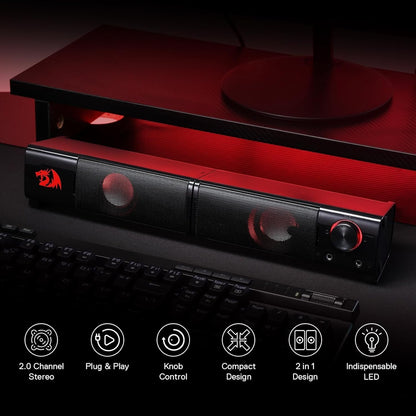 GS550 PC Gaming Speakers 2.0 Channel Desktop Computer Sound Bar with Compact