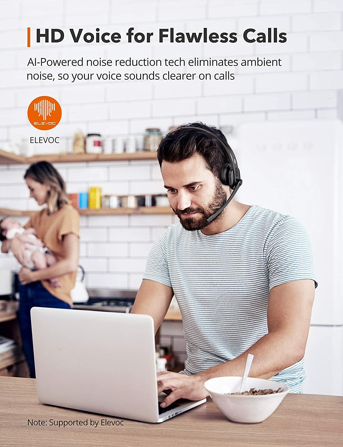 TaoTronics Trucker Bluetooth Headset with Microphone on ear 34h headphones