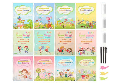 12 Pieces Magic Practice Copybook for Kids The Print Handwiriting Workbook