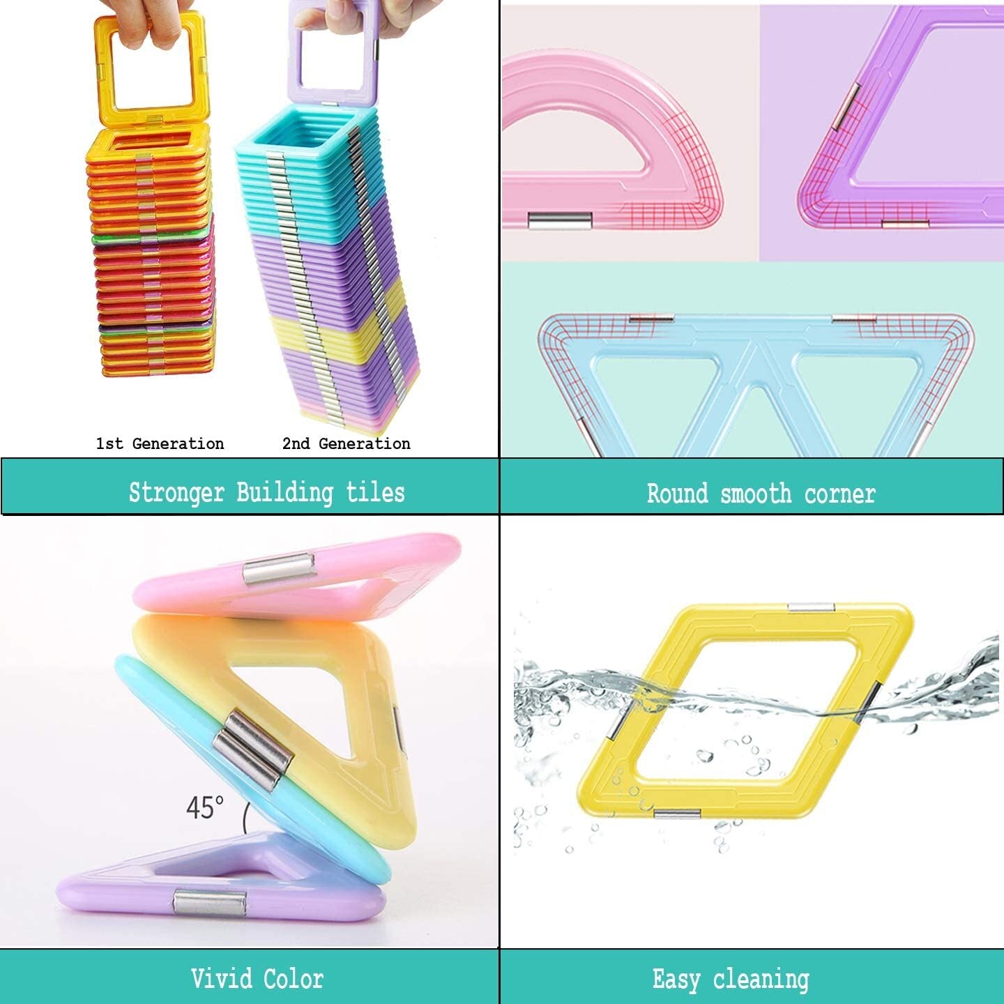 108 Piece Magnetic Tiles Magnet Building Blocks Birthday Gift dreambuilder