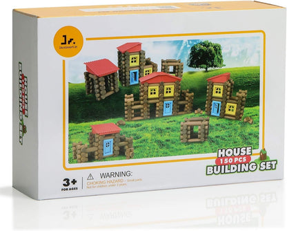 SainSmart Jr. 150 PCS Wooden Log Cabin Set Building House Toy for Toddlers