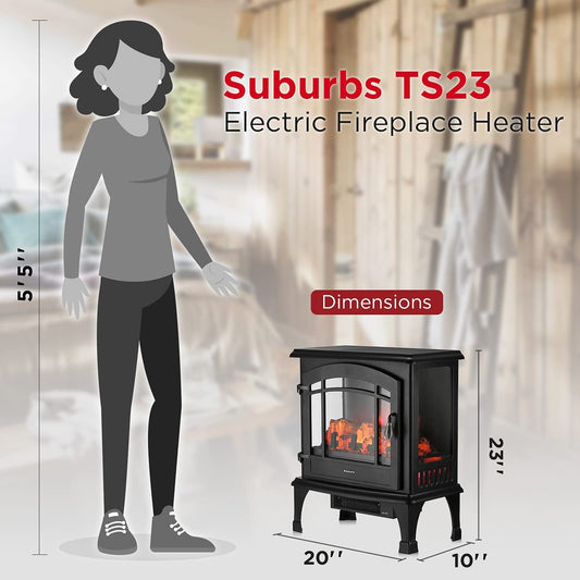 TURBRO TS23 Suburbs 23in 1400W Electric Fireplace Stove with Remote