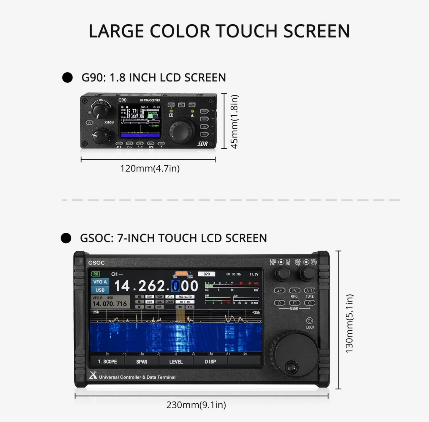 Xiegu GSOC Remote Controller Touch Screen Spectrum & Waterfall Display