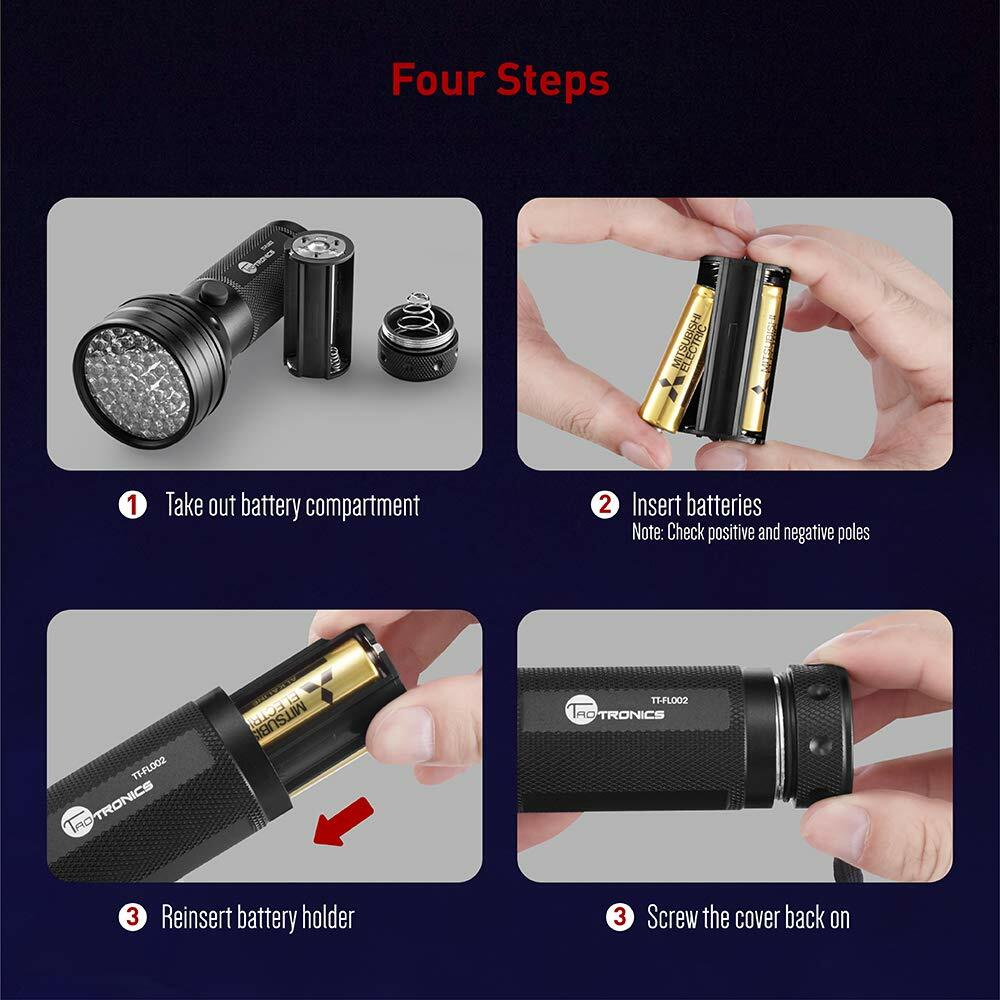 51 LEDs UV Blacklight Flashlights Detector for Dry Pets Urine & Stains & Bed Bug