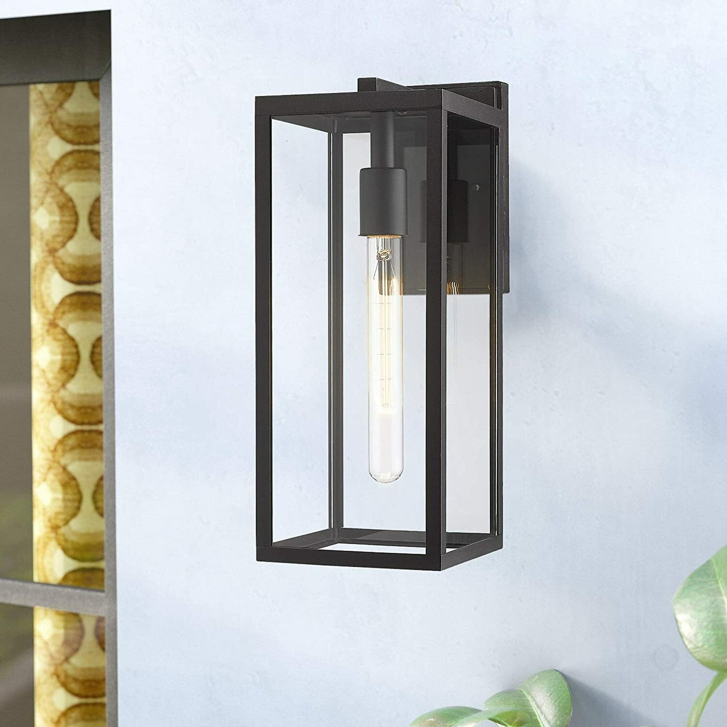 Outdoor Wall Lantern 15" 1 Light Exterior Wall Sconce Light Fixtures Clear Glass