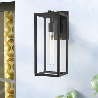 Outdoor Wall Lantern 15" 1 Light Exterior Wall Sconce Light Fixtures Clear Glass