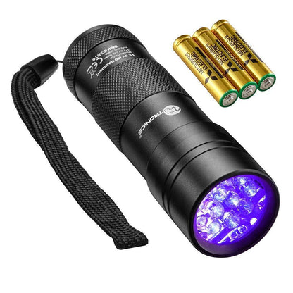 Black Light 12 LEDs 395nm UV Blacklight Flashlights Detector for Dry Pets Urine