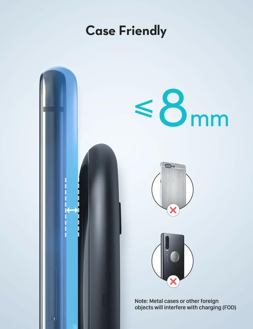 RAVPower Fast Wireless Charger 10W Max with  3.0 Adapter RP-PC058