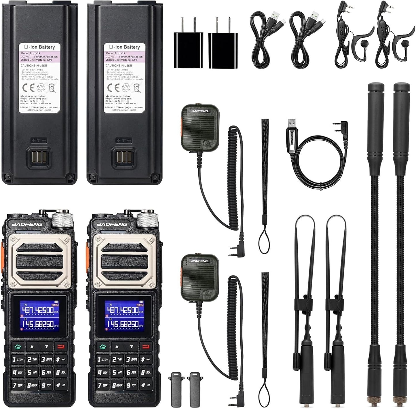 UV-25 Tri-Power Ham Radio Handheld, 10W Long Range Two Way Radio, UHF VHF AM FM