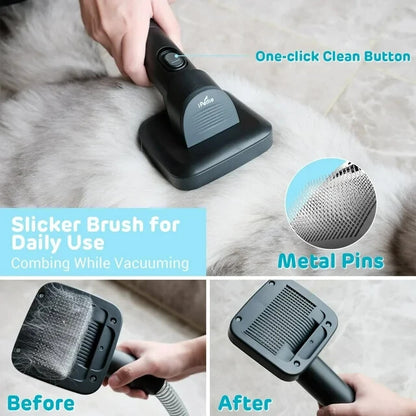 6-in-1 Pet Grooming & Shedding Dog Vacuum Kit Rechargeable Hair Clipper Slicke