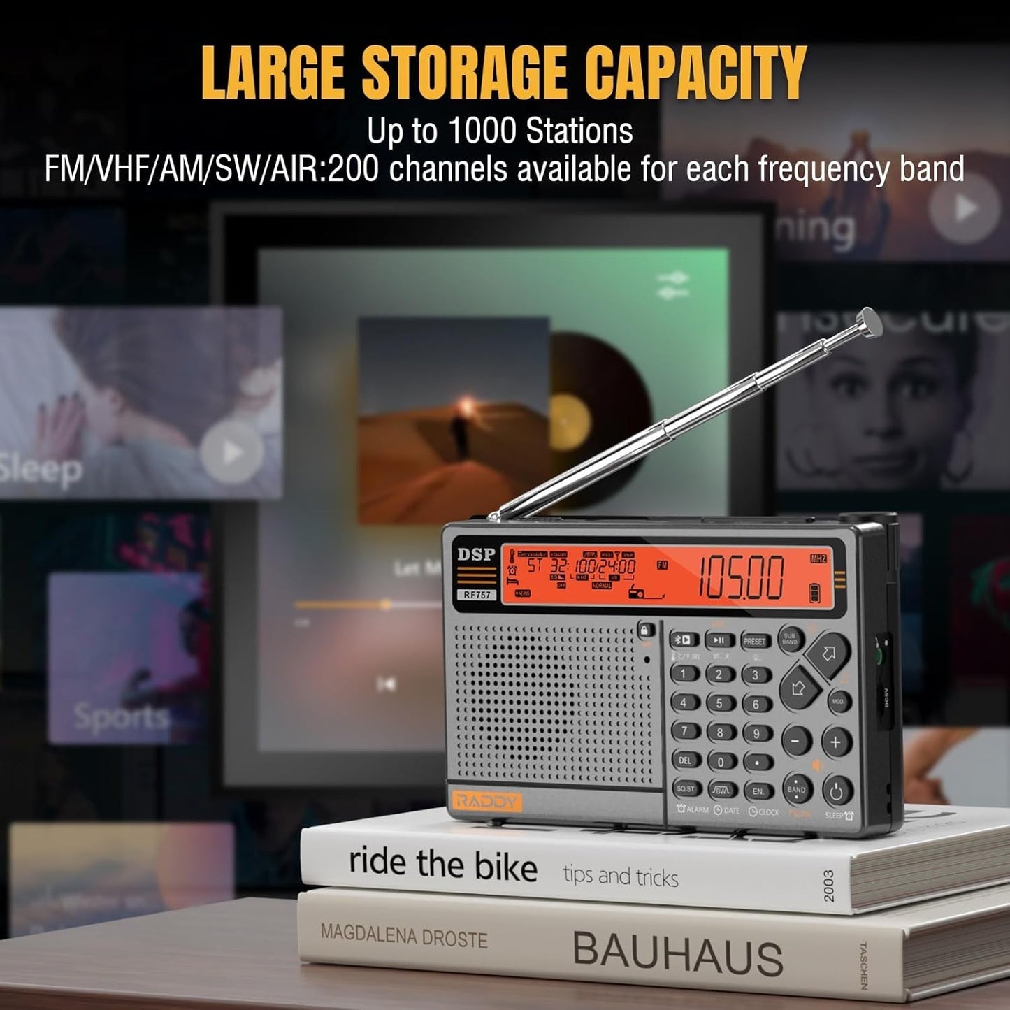 Raddy RF757 APP Control Shortwave Radio Portable Radio with AM/FM/SW/VHF/UHF/CB