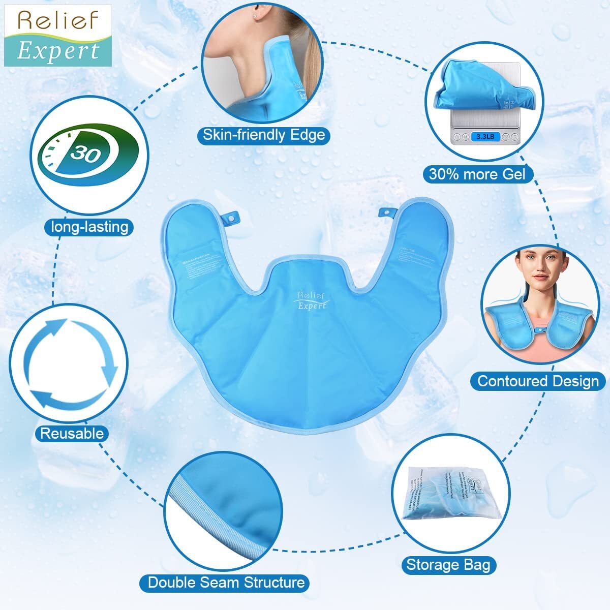 Relief Expert Neck Ice Pack Wrap Ice Pack for Neck and Shoulder Injuries