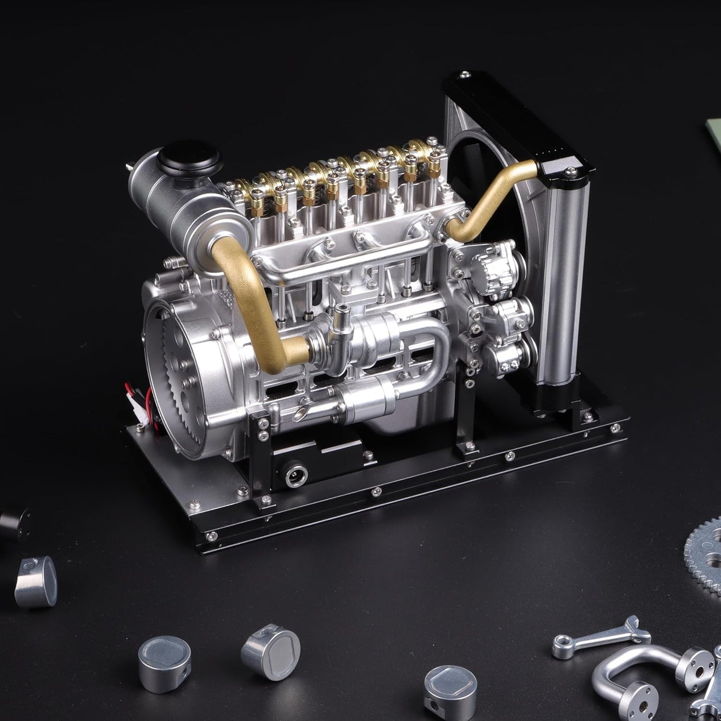 TECHING Mini Diesel Engine Model kit That Runs OHV 4-Cylinder Engine
