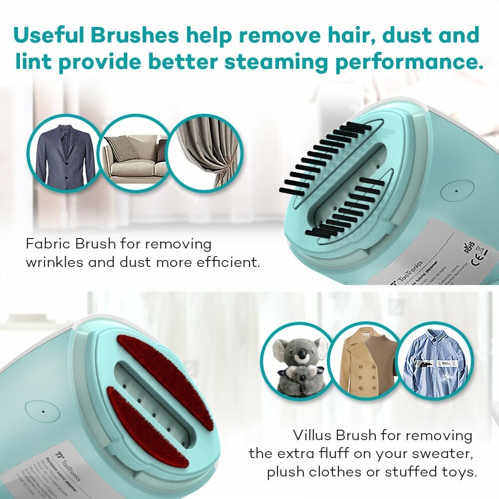 TaoTronics 1000W Garment Steamer 172ml Water Tank Prevents Spills 20 Sec Fast St