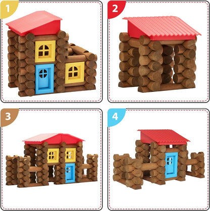 SainSmart Jr. 150 PCS Wooden Log Cabin Set Building House Toy for Toddlers