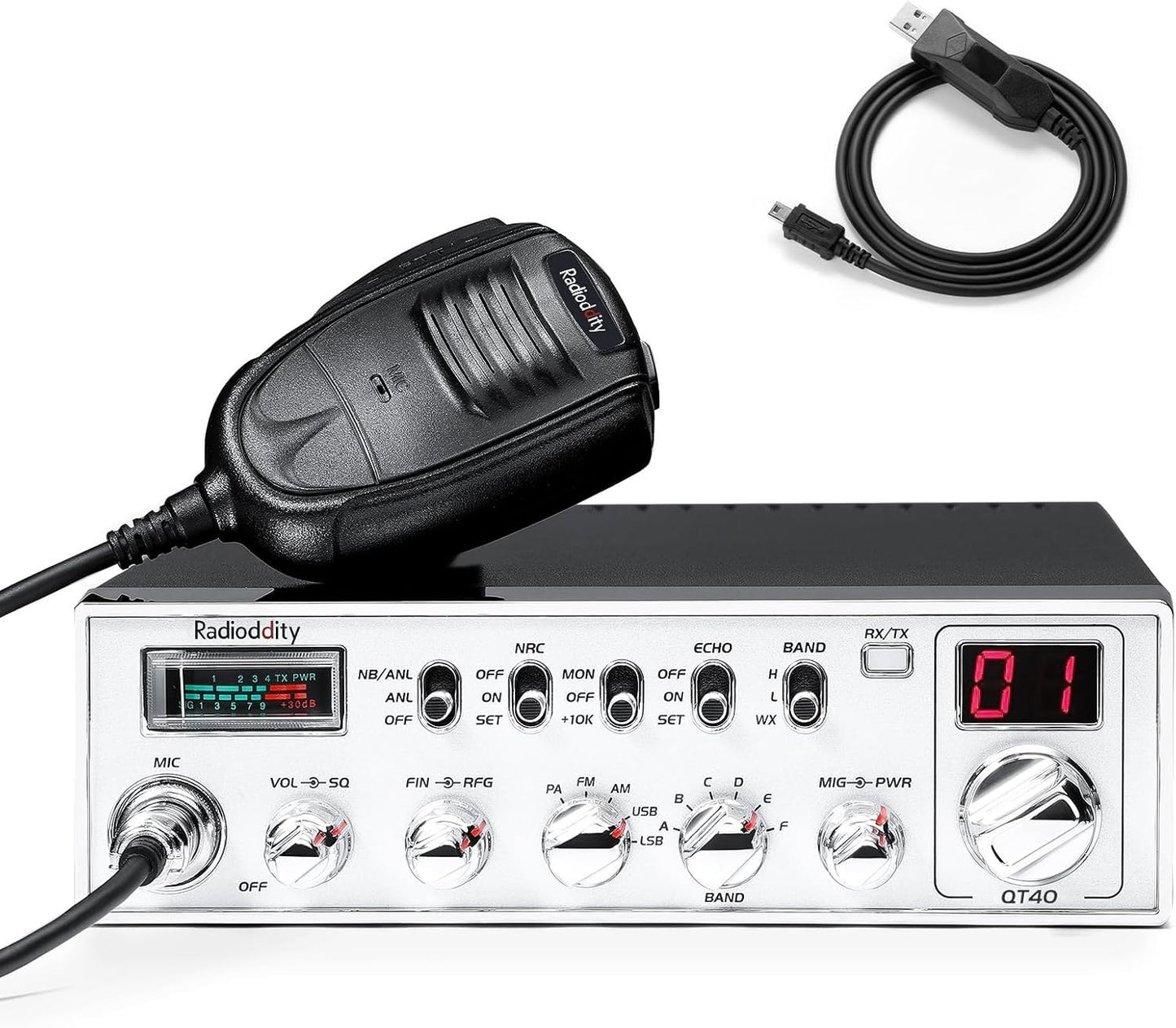 Radioddity QT40 10 Meter SSB Ham Radio, Digital Noise Reduction 40W High Power