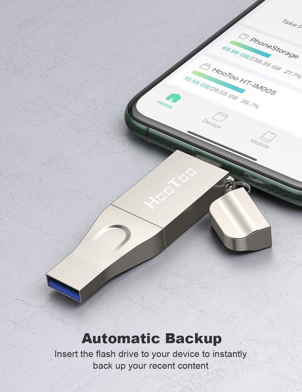 HooToo Flash Drive 3 in 1 External Drive USB 3.1 Memory Backup Stick 128GB