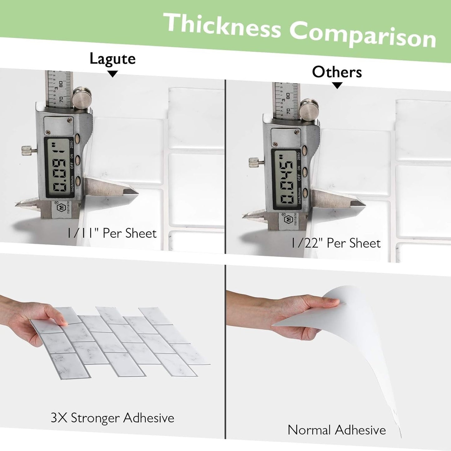 5-Sheet 12" x 12" Thicker Design Stick on Backsplash Tiles