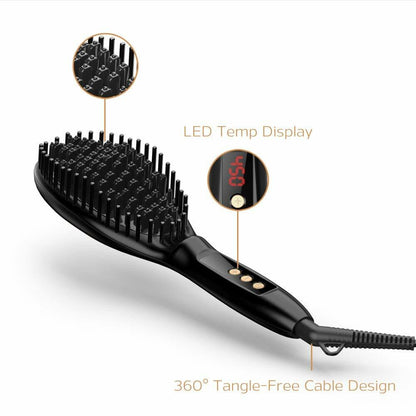 USpicy Hair Straightener Brush with FREE Heat Resistant Glove Hair Straightening