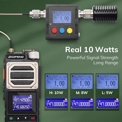 UV-25 Tri-Power Ham Radio Handheld, 10W Long Range Two Way Radio, UHF VHF AM FM