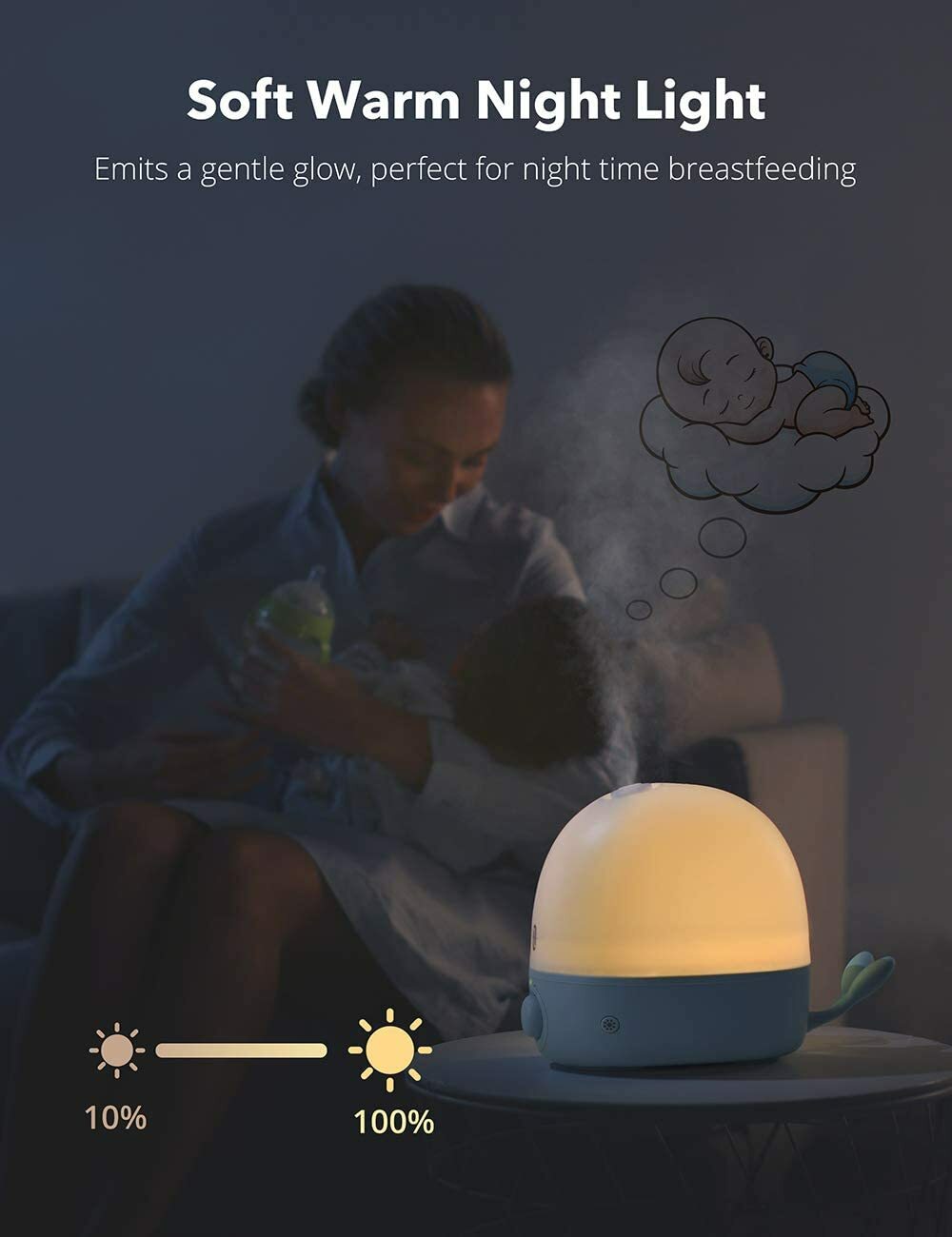 TaoTronics 3-IN-1 Humidifier with Essential Oil Diffuser and Night Light