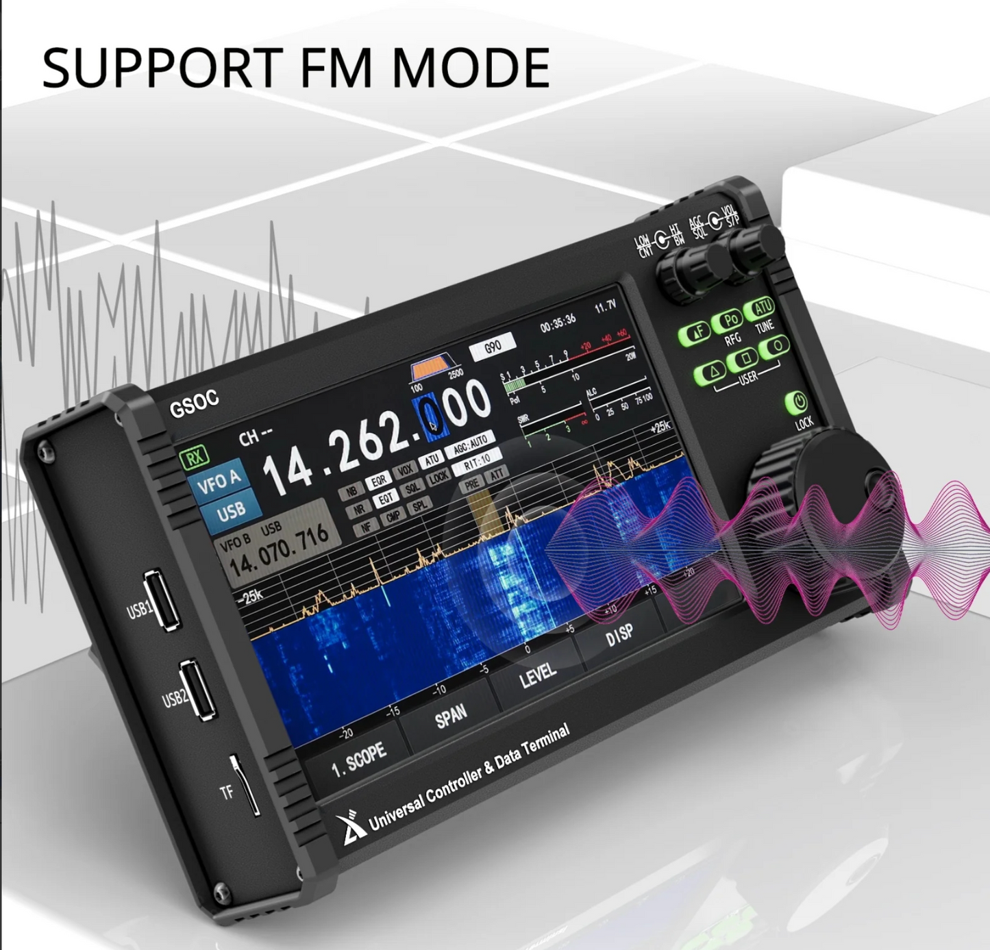 Xiegu GSOC Remote Controller Touch Screen Spectrum & Waterfall Display