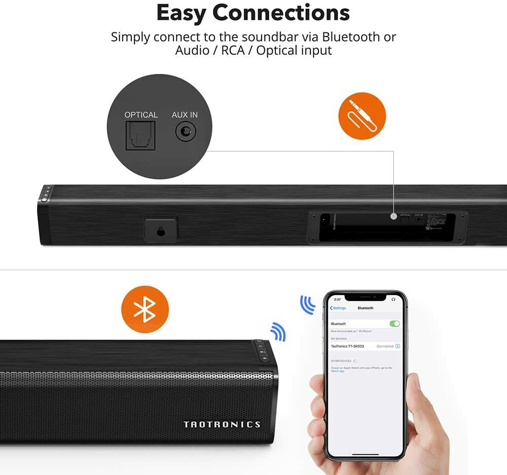 TaoTronics TT-SK023 Three Equalizer Mode Audio Speaker for Speaker - Black