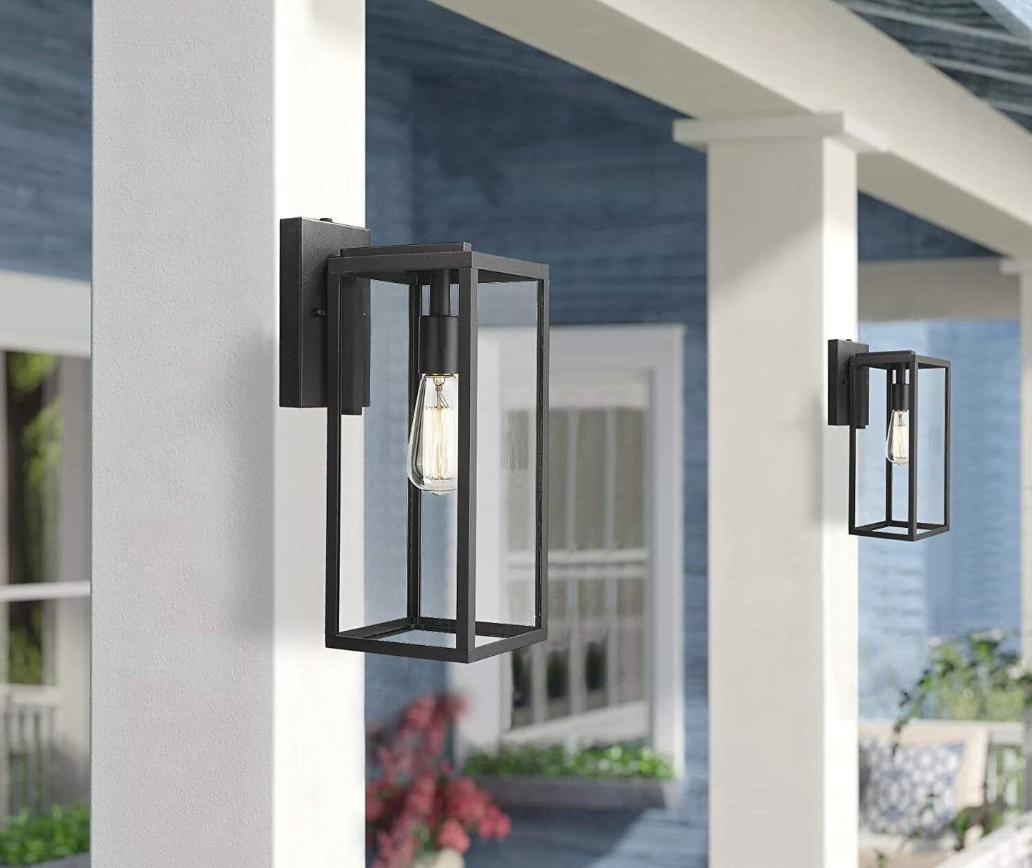 Outdoor Wall Lantern 15" 1 Light Exterior Wall Sconce Light Fixtures Clear Glass