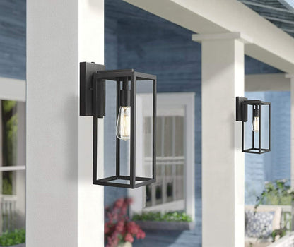 Outdoor Wall Lantern 15" 1 Light Exterior Wall Sconce Light Fixtures Clear Glass