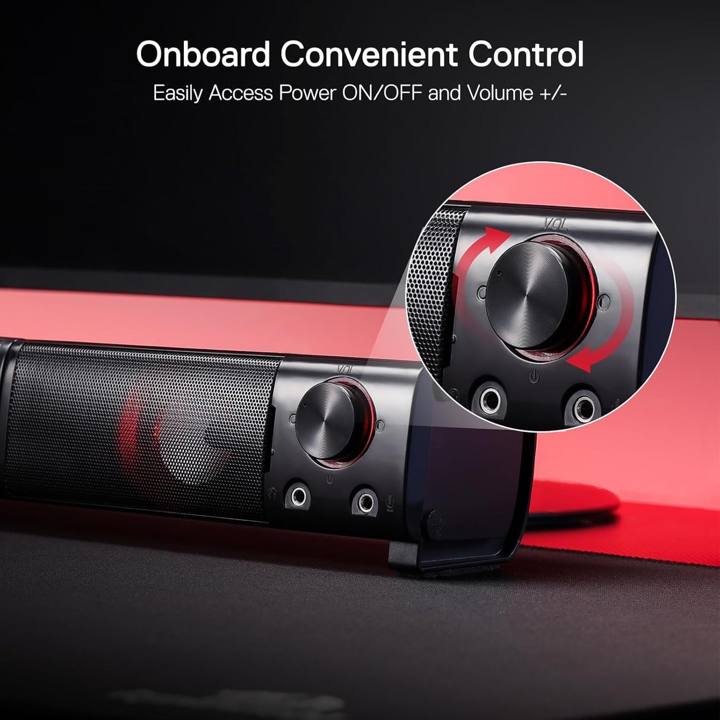 GS550 PC Gaming Speakers 2.0 Channel Desktop Computer Sound Bar with Compact