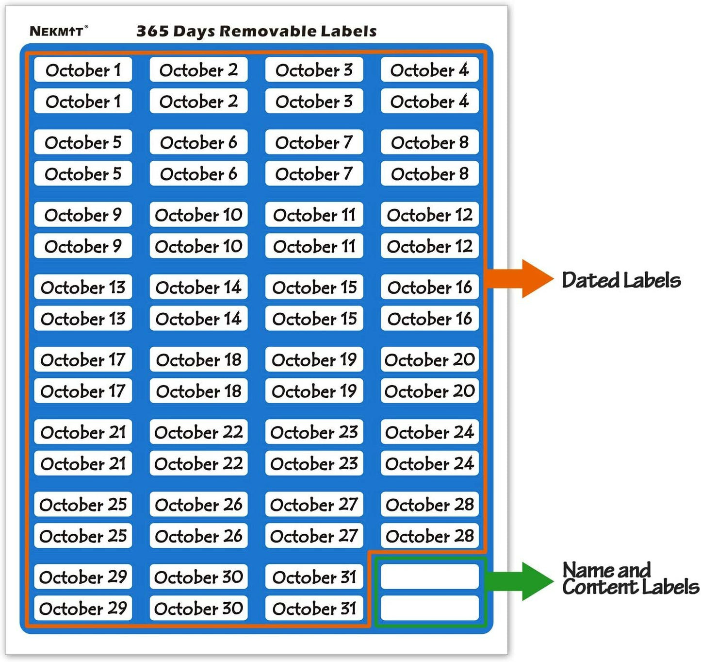 365 Days Pre-Printed Convenient Dated Labels Sticker Removable Labels