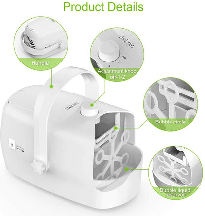 iTeknic Automatic Bubble Blower Portable Auto Bubble Maker with High Output