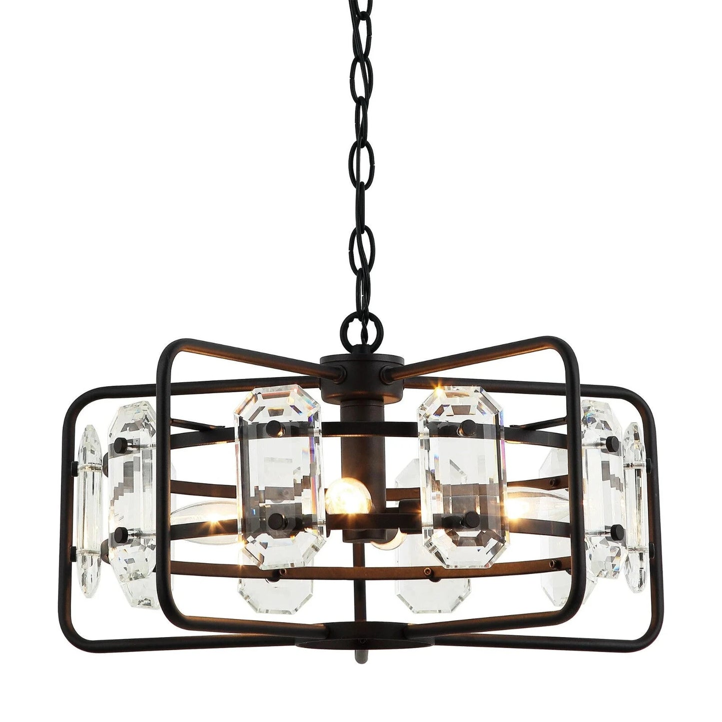 4-Light Black Modern Crystal Pendant Light