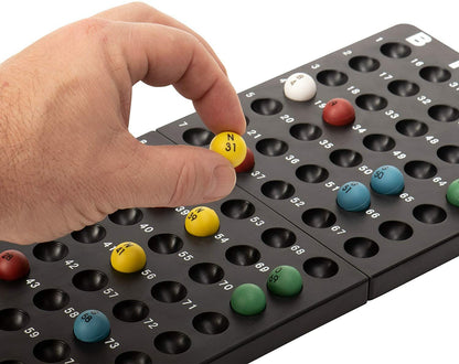 Deluxe Bingo Set  6 Inch Roller Cage Master Board 75 Multicolored Balls 300 Chip