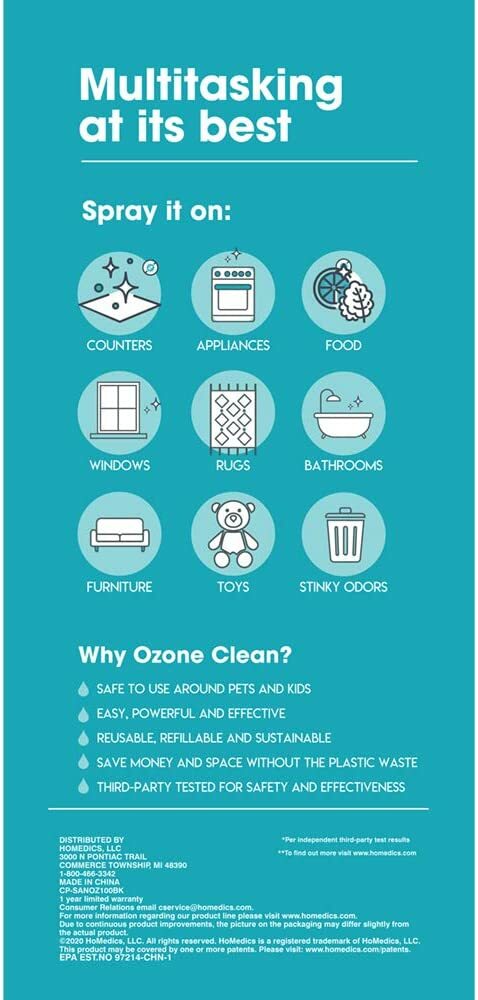 HoMedics® Ozone Clean 3-in-1 Multipurpose Cleaner Sanitizer and Deodorizer