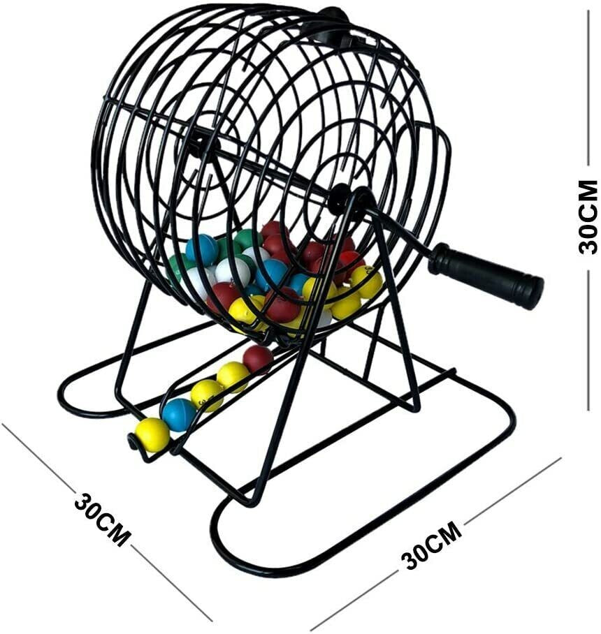 9" Deluxe Bingo Cage Game Set - 9 Inch Metal Cage with Plastic 75 Bingo