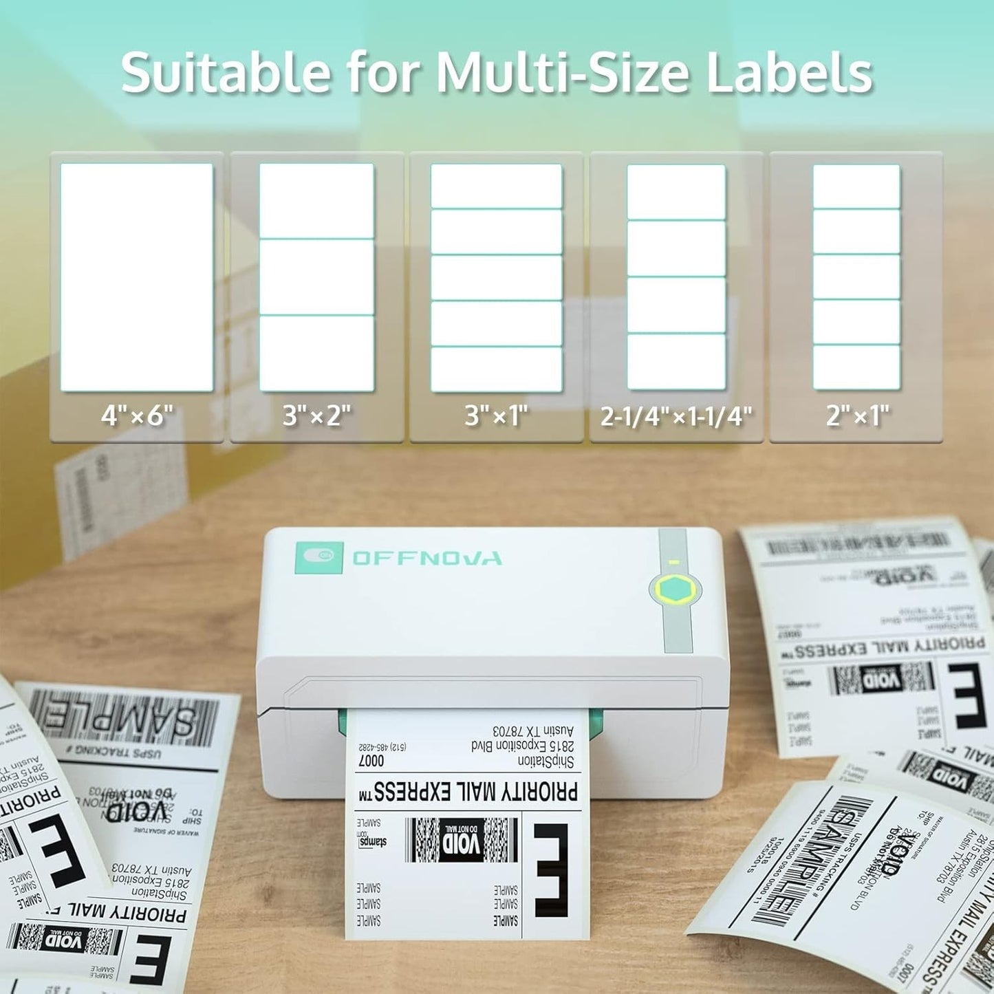 OFFNOVA Bluetooth Label Printer, 4” x 6” Thermal Label Printer for Shipping Pack