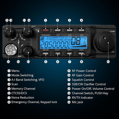 Radioddity QT80 10 Meter Radio 80W High Power Amateur Ham Radio