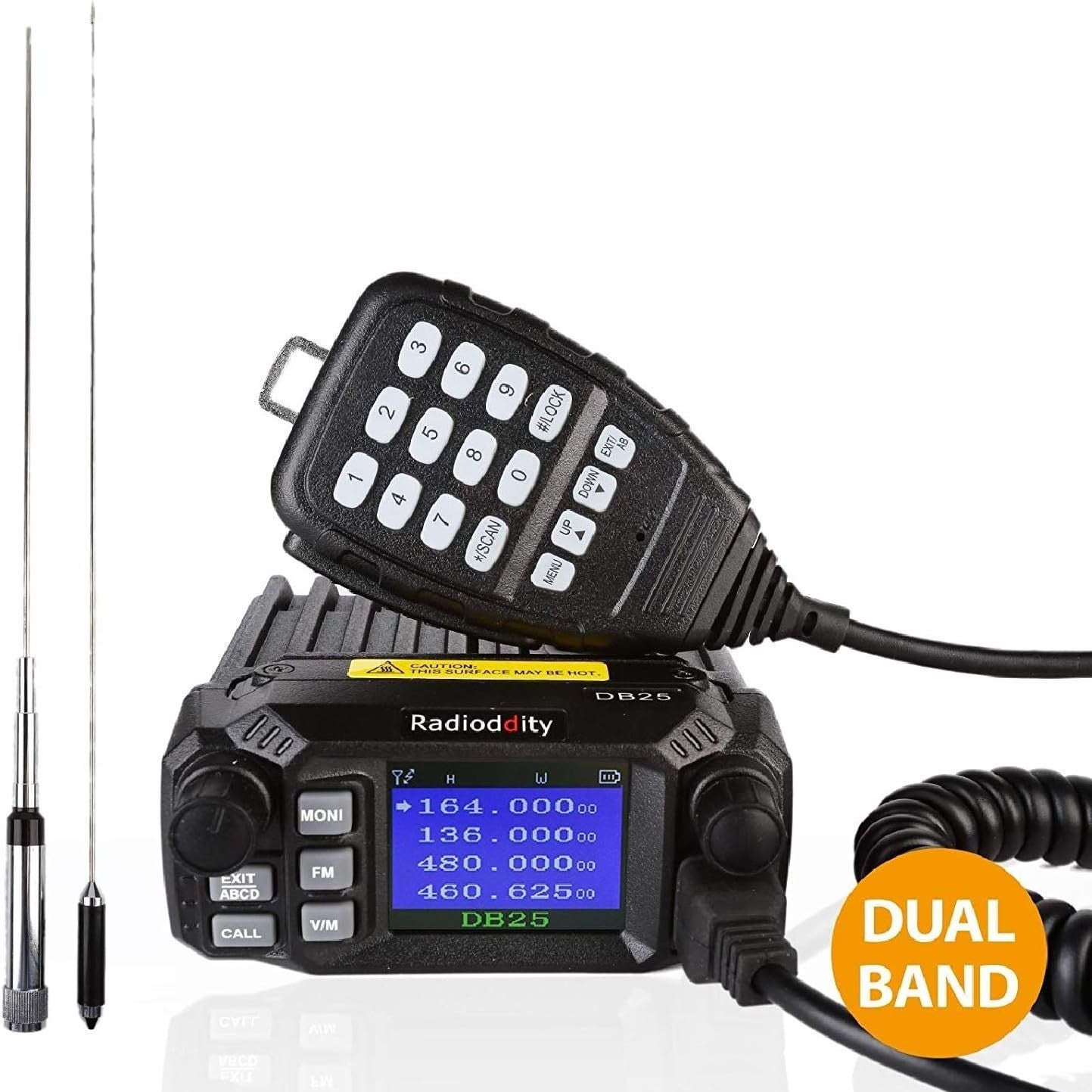 Radioddity DB25 Pro Car Mobile Radio Dual Band V/UHF 25Watt, Quad Band Antenna