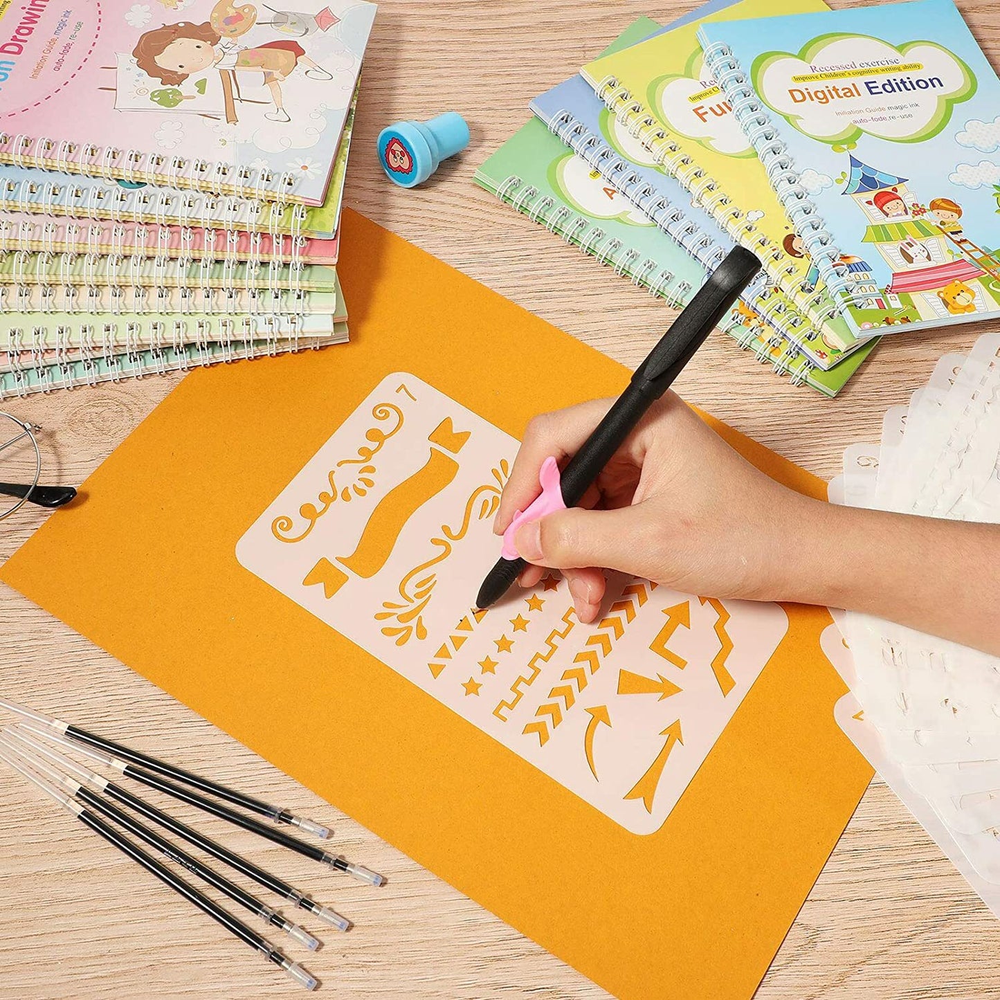 12 Pieces Magic Practice Copybook for Kids The Print Handwiriting Workbook