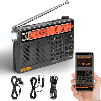 Raddy RF757 APP Control Shortwave Radio Portable Radio with AM/FM/SW/VHF/UHF/CB