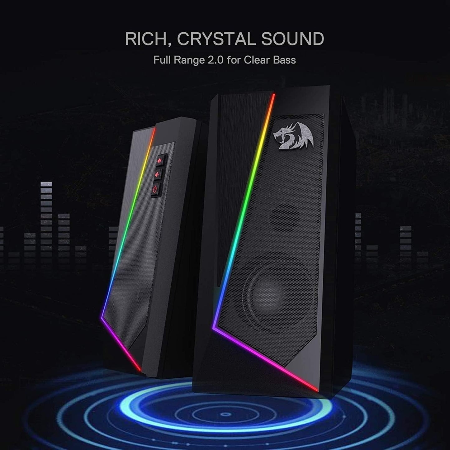 Redragon GS520 RGB Desktop Speakers, 2.0 Channel PC Computer Stereo Speaker