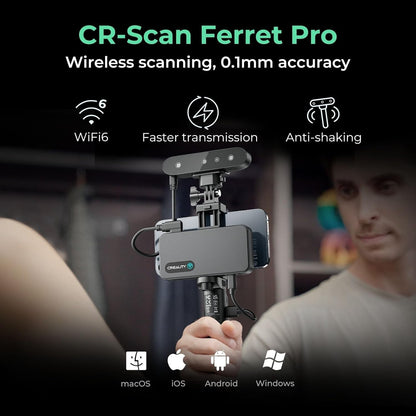 Creality CR-Scan Ferret Pro 3D Scanner - 0.1mm Accuracy, Full Color, WiFi6, New